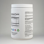 Supplement container with label on a gray background