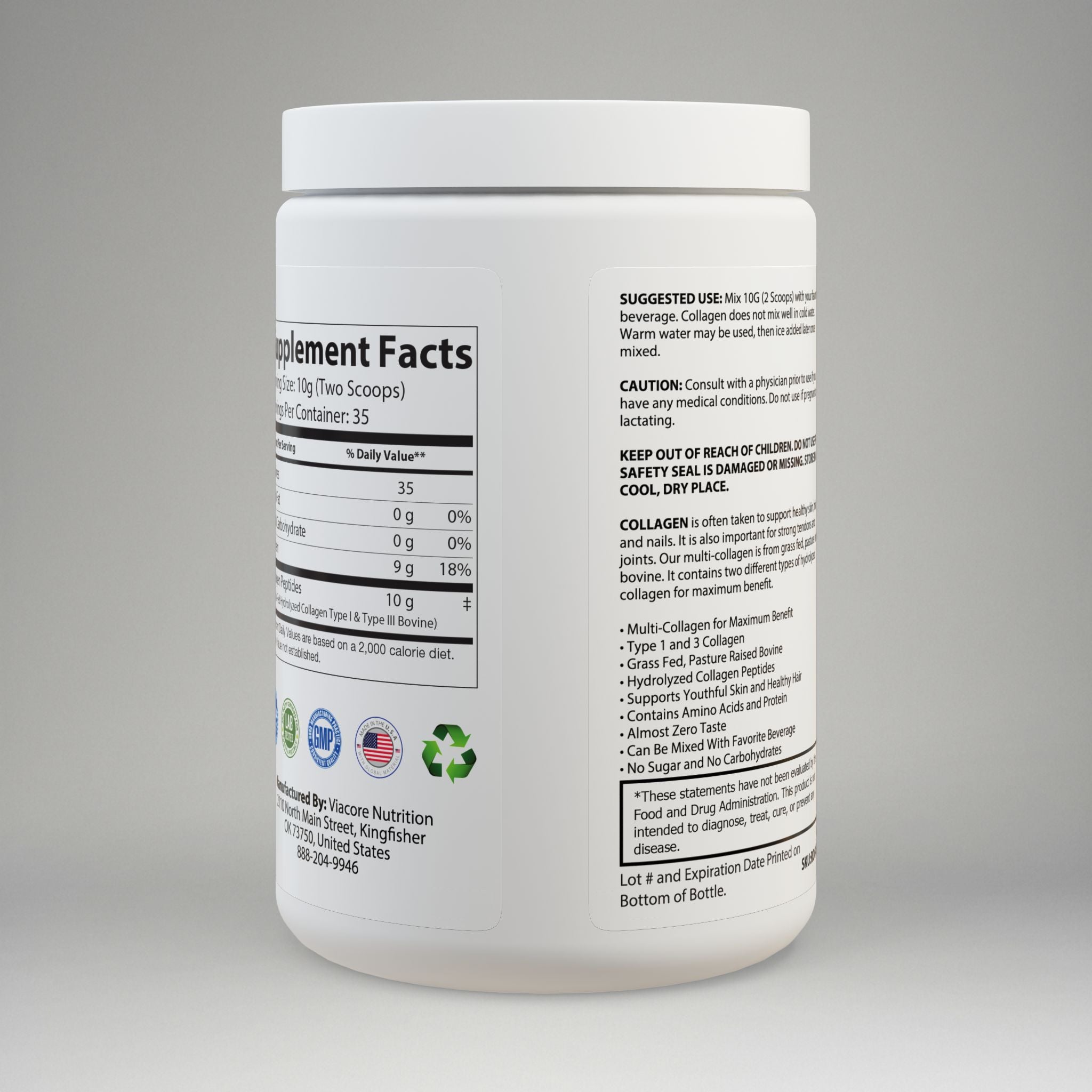 Supplement container with label on a gray background