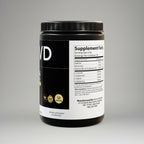 Supplement container with label on a gray background