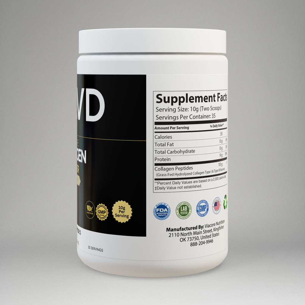 Supplement container with label on a gray background