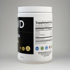 Supplement container with label on a gray background