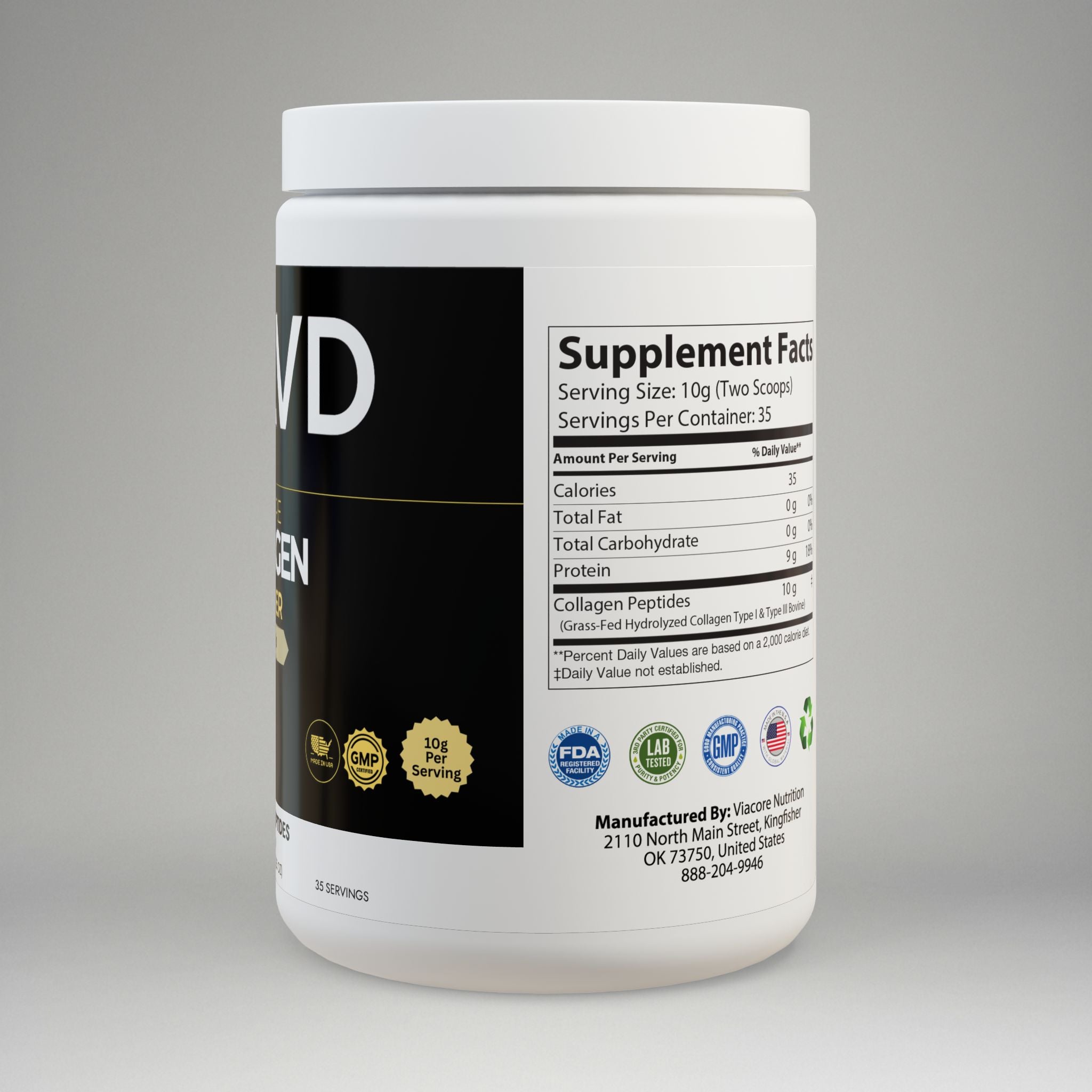 Supplement container with label on a gray background