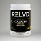 RZLVD collagen powder container on a gray background