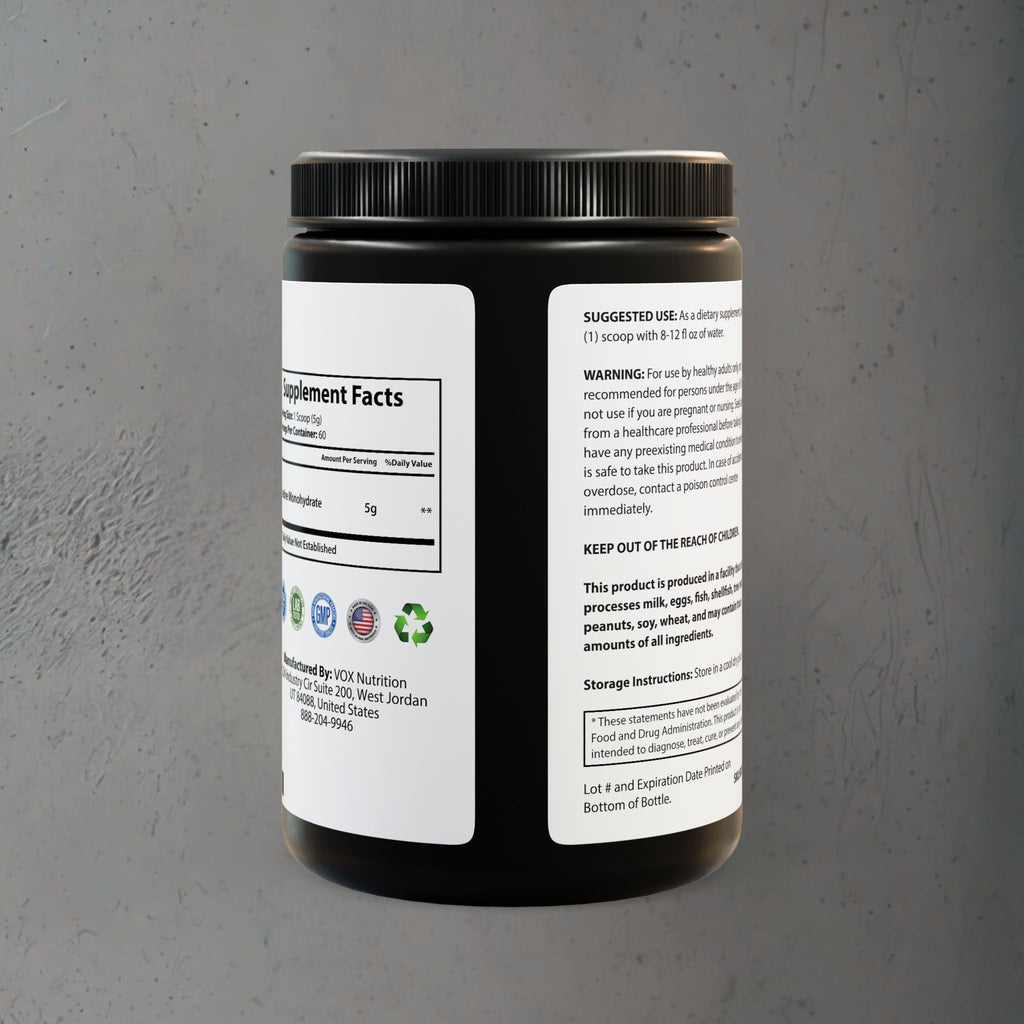 Supplement container with label on a gray background