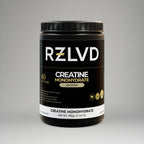 RZLVD Creatine Monohydrate supplement container on a gray background